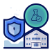 Vector file of campus safety, school house, badge and lab